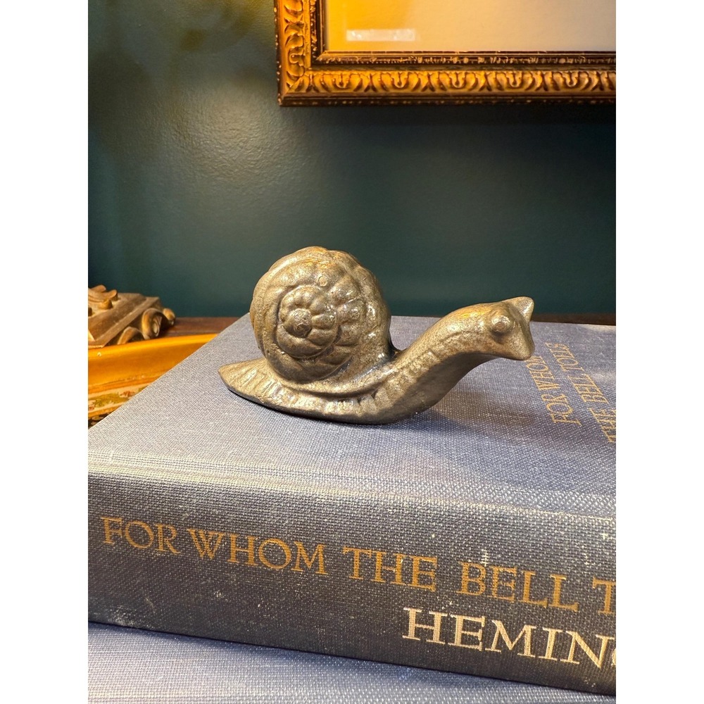 Vintage Cast Iron Snail Figurine 3.75"